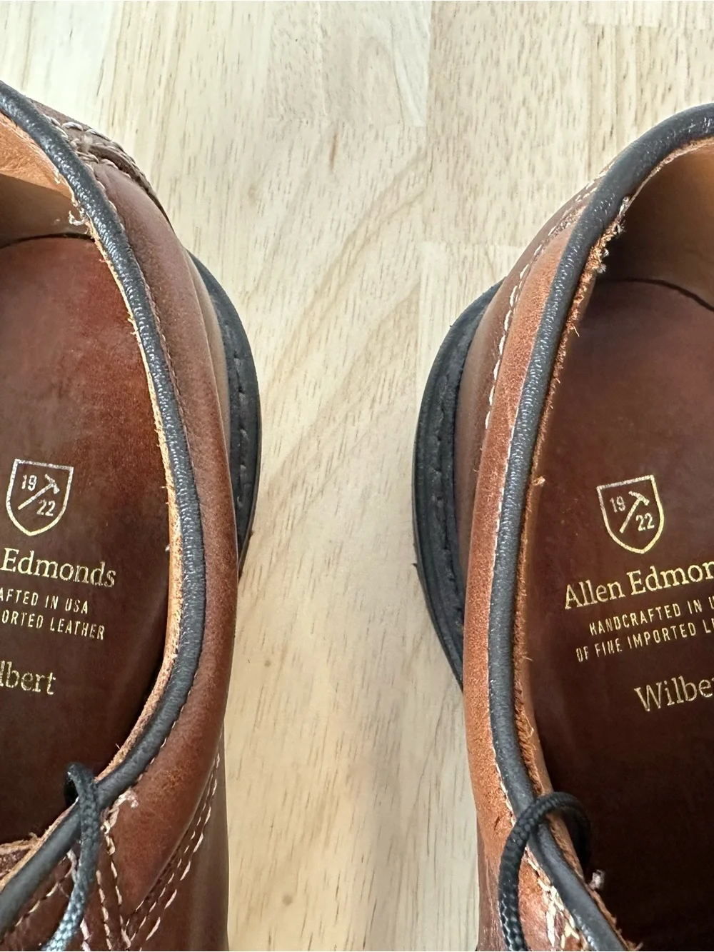 Allen Edmonds Brown Leather Derby Shoes with Black Laces